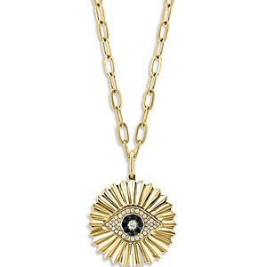 Bloomingdale's Blue Sapphire & Diamond Evil Eye Pendant Necklace in 14K Yellow Gold, 18 - 100% Exclusive- 4330522