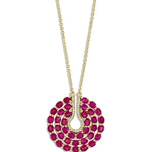 Bloomingdale's Ruby & Diamond Circle Pendant Necklace in 14K Yellow Gold, 18 - 100% Exclusive- 4330513