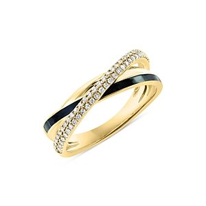 Bloomingdale's Diamond Crossover Ring in 14K Yellow Gold with Black Enamel - 100% Exclusive- 4333468