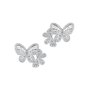 Bloomingdale's Diamond Round & Baguette Butterfly Stud Earrings in 14K White Gold, 0.65 ct. t.w. - 100% Exclusive- 4333456