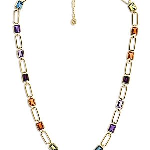 Bloomingdale's Multi Gemstone Paperclip Link Statement Necklace in 14K Yellow Gold, 16-18 - 100% Exclusive- 4330472