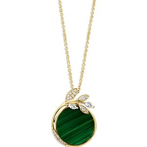 Bloomingdale's Malachite & Diamond Leaf Pendant Necklace in 14K Yellow Gold, 18 - 100% Exclusive- 4330473