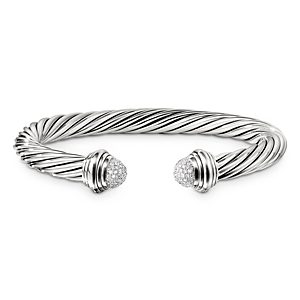 David Yurman Sterling Silver Cable Bracelet with Diamonds- 4337426