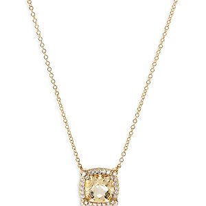 David Yurman 18K Yellow Gold Chatelaine Champagne Citrine & Diamond Halo Pendant Necklace, 18- 4337523