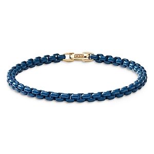 David Yurman 18K Yellow Gold & Stainless Steel Bel Aire Navy Chain Bracelet- 4337476