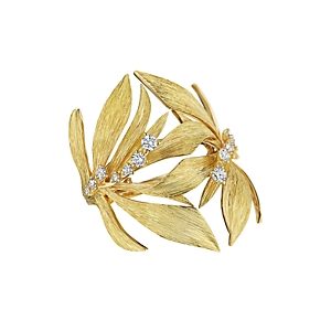 Hueb 18K Yellow Gold Bahia Diamond Topical Leaves Statement Ring- 4328826