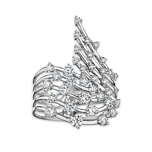 Hueb 18K White Gold Luminus Diamond Cluster Multirow Statement Ring- 4341274