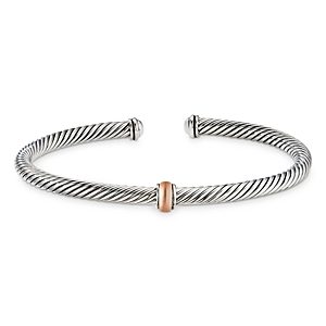 David Yurman Sterling Silver & 18K Rose Gold Cable Bracelet- 4342413