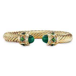 David Yurman 18K Yellow Gold Renaissance Bracelet with Malachite & Green Chrome Diopside- 4199899
