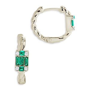 Sterling Forever Sterling Silver Cubic Zirconia Baguette Micro Hoop Earrings- 4356879
