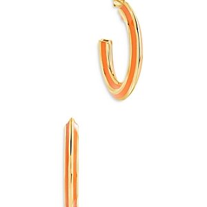Sterling Forever Faven Color Stripe Retro C Hoop Earrings in 14K Gold Plated- 4354618