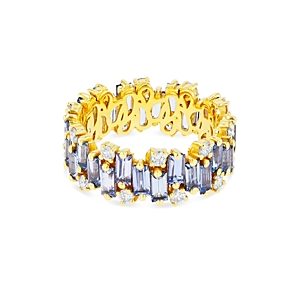 Suzanne Kalan 18K Yellow Gold Fireworks Blue Sapphire & Diamond Asymmetrical Band- 4347200