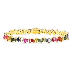 Suzanne Kalan 18K Rose Gold Fireworks Rainbow Sapphire Bracelet- 4347173
