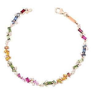 Suzanne Kalan 18K Rose Gold Fireworks Rainbow Sapphire & Diamond Bracelet- 4347172