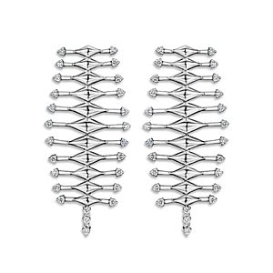 Hueb 18K White Gold Luminus Diamond Ladder Earrings- 4341261