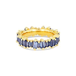 Suzanne Kalan 18K Yellow Gold Fireworks Blue Sapphire Baguette Asymmetrical Band- 4347201