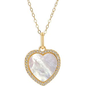 Rachel Reid 14K Yellow Gold Diamond Mother of Pearl Heart Pendant Necklace, 20- 4332738