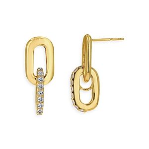 Rachel Reid 14K Yellow Gold Diamond Double Link Earrings- 4362796