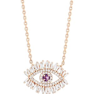 Suzanne Kalan 18K Rose Gold Evil Eye Pink Sapphire & Diamond Pendant Necklace, 16-18- 4371454