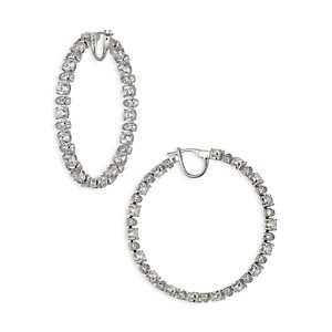 Nadri Freya Deco Cubic Zirconia & Pave Bead Large Hoop Earrings- 4370432