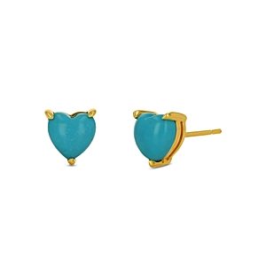 Rachel Reid 14K Yellow Gold Turquoise Heart Stud Earrings- 4355371