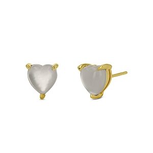 Rachel Reid 14K Yellow Gold Rock Crystal Heart Stud Earrings- 4355372