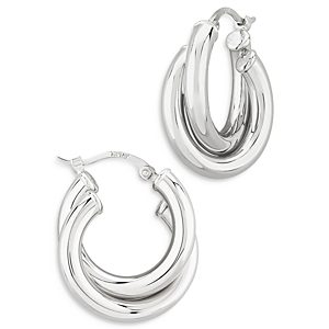 Bloomingdale's Medium Double Tube Hoop Earrings in Sterling Silver - 100% Exclusive- 4393904