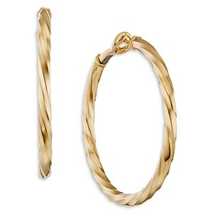 David Yurman Cable Edge Hoop Earrings in Recycled 18K Yellow Gold- 4199626