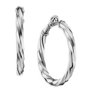 David Yurman Sterling Silver Cable Edge Hoop Earrings- 4201720