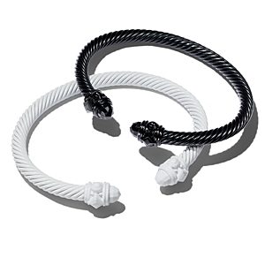 David Yurman Renaissance Aluminum 5mm Cable Bracelets, Set of 2 - 150th Anniversary Exclusive- 4275958