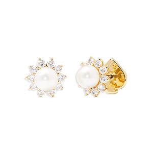 kate spade new york Sunny Pave & Imitation Pearl Halo Stud Earrings in Gold Tone- 4372752