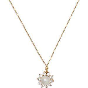 kate spade new york Sunny Pave & Imitation Pearl Halo Pendant Necklace in Gold Tone, Xx-Xx- 4372722