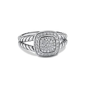 David Yurman Sterling Silver Petite Albion Diamond Pave Ring- 4205325