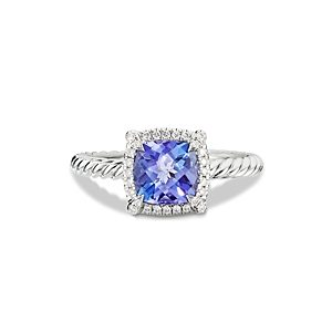 David Yurman 18K White Gold Petite Chatelaine Tanzanite & Diamond Ring- 4342980