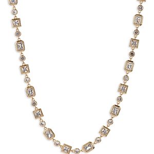 Luv Aj Cubic Zirconia Pyramid Bezel Statement Necklace in Gold Tone, 16-19- 4372011