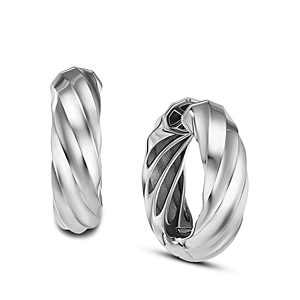 David Yurman Cable Edge Hoop Earrings in Recycled Sterling Silver- 4201722