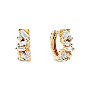 Suzanne Kalan 18K Yellow Gold Diamond Thick Huggie Hoop Earrings- 4347186