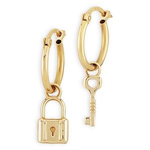 Moon & Meadow Lock & Key Dangle Hoop Earrings in 14K Yellow Gold - 100% Exclusive- 4394014