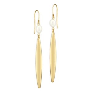Bloomingdale's Cultured Freshwater Pearl Flat Oval Drop Earrings in 14K Yellow Gold - 100% Exclusive- 4392521