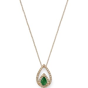 Bloomingdale's Emerald & Diamond Teardrop Pendant Necklace in 14K Yellow Gold, 18 - 100% Exclusive- 4367349