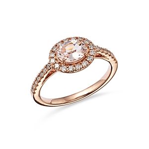 Bloomingdale's Morganite & Diamond Oval Halo Ring in 14K Rose Gold - 100% Exclusive- 4367208