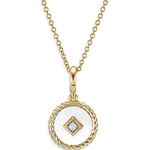 David Yurman Cable Collectibles White Enamel Charm Necklace with Diamond, 16- 4203209