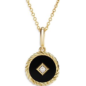 David Yurman Cable Collectibles Black Enamel Charm Necklace with Diamond, 16- 4203207