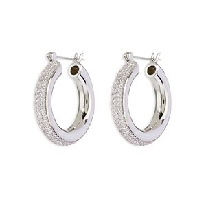 Luv Aj Baby Amalfi Pave Stripe Tubular Hoop Earrings in Silver Tone- 4409894