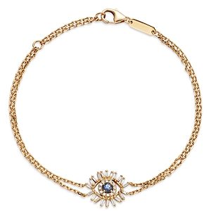 Suzanne Kalan 18K Yellow Gold Evil Eye Blue Sapphire & Diamond Double Chain Bracelet- 4347171