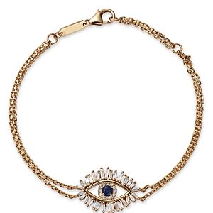 Suzanne Kalan 18K Yellow Gold Evil Eye Blue Sapphire & Diamond Double Chain Bracelet- 4347170