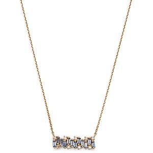 Suzanne Kalan 18K Yellow Gold Fireworks Blue Sapphire & Diamond Scattered Cluster Bar Necklace, 16-18- 4347195