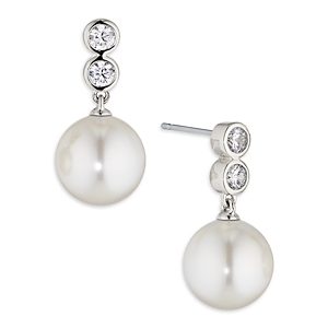 Nadri Cubic Zirconia & Nacre Pearl Drop Earrings- 4409152