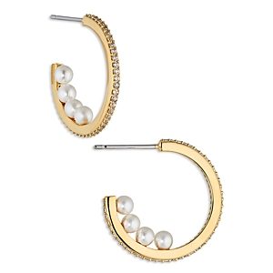 Nadri Pave & Nacre Pearl Hoop Earrings in 18K Gold Plated- 4271298