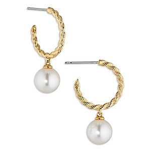 Nadri Nacre Pearl Charm Twist Hoop Earrings- 4271301